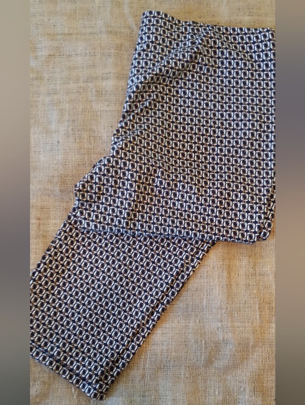 Chico's Black/Beige/White Geometric Pattern Pull On Slacks
